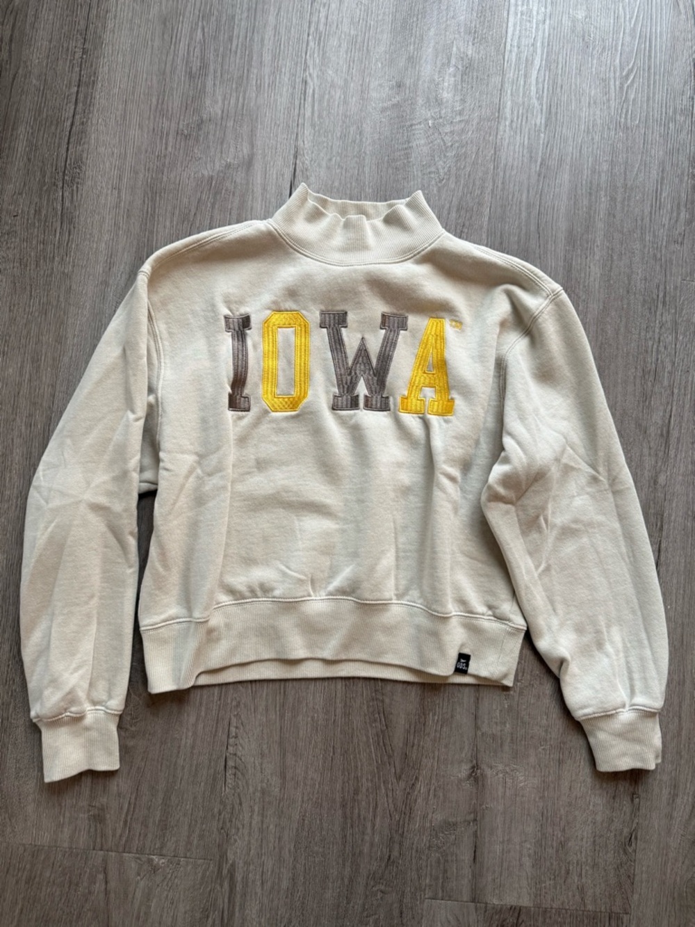 Cream Cowl Neck Sweatshirt with 'IOWA' Appliqué